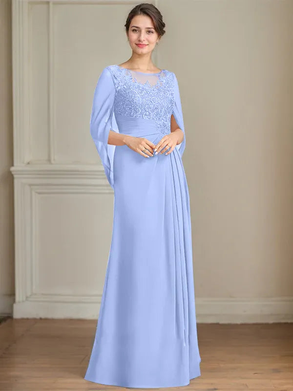 A-Line Scoop Floor-Length Mother of the Bride Dress