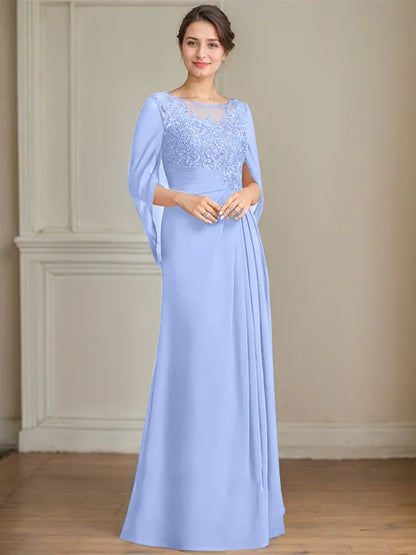A-Line Scoop Floor-Length Mother of the Bride Dress