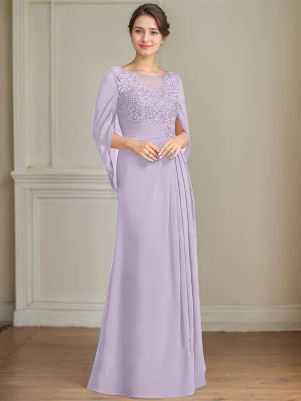 A-Line Scoop Floor-Length Mother of the Bride Dress