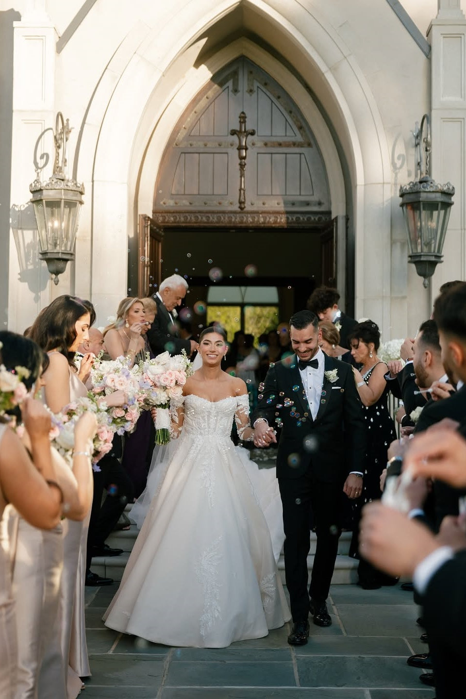 Long Sleeve Wedding Dress Off the Shoulder Beaded Lace Appliques Bridal Gown