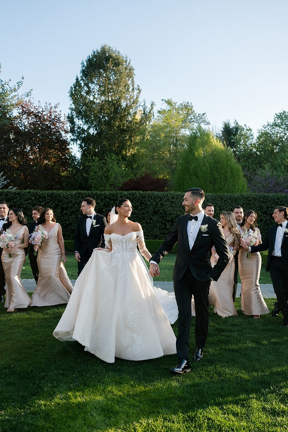 Long Sleeve Wedding Dress Off the Shoulder Beaded Lace Appliques Bridal Gown