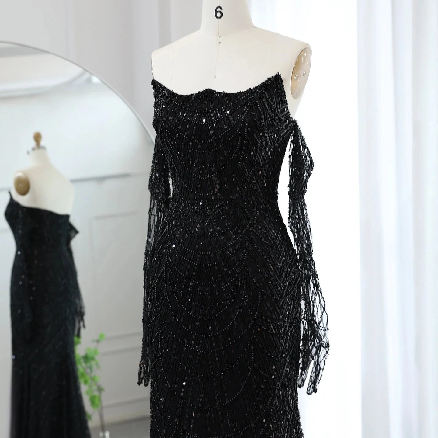 Luxury Dubai Mermaid Green Evening Dresses with Gloves SS606