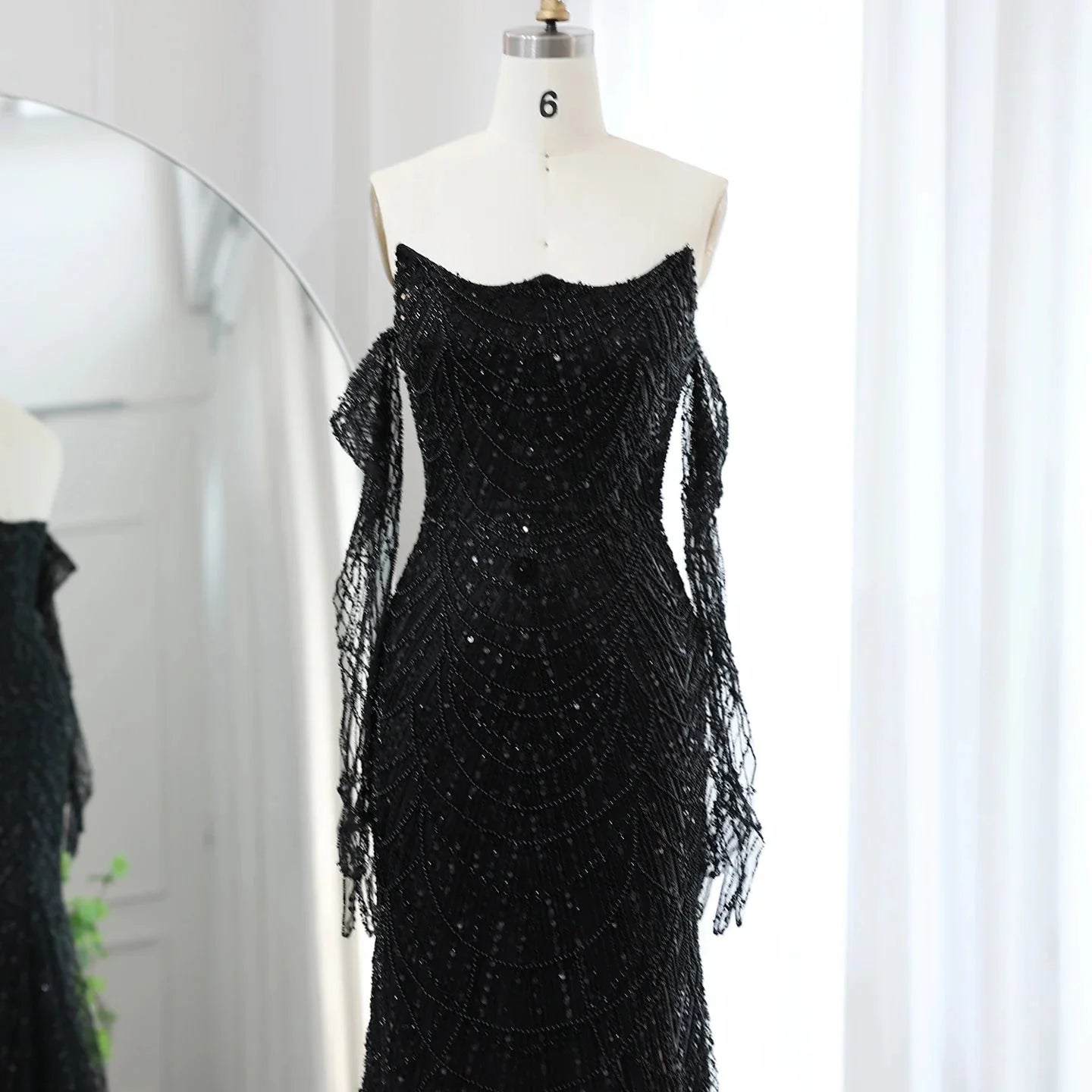 Luxury Dubai Mermaid Green Evening Dresses with Gloves SS606