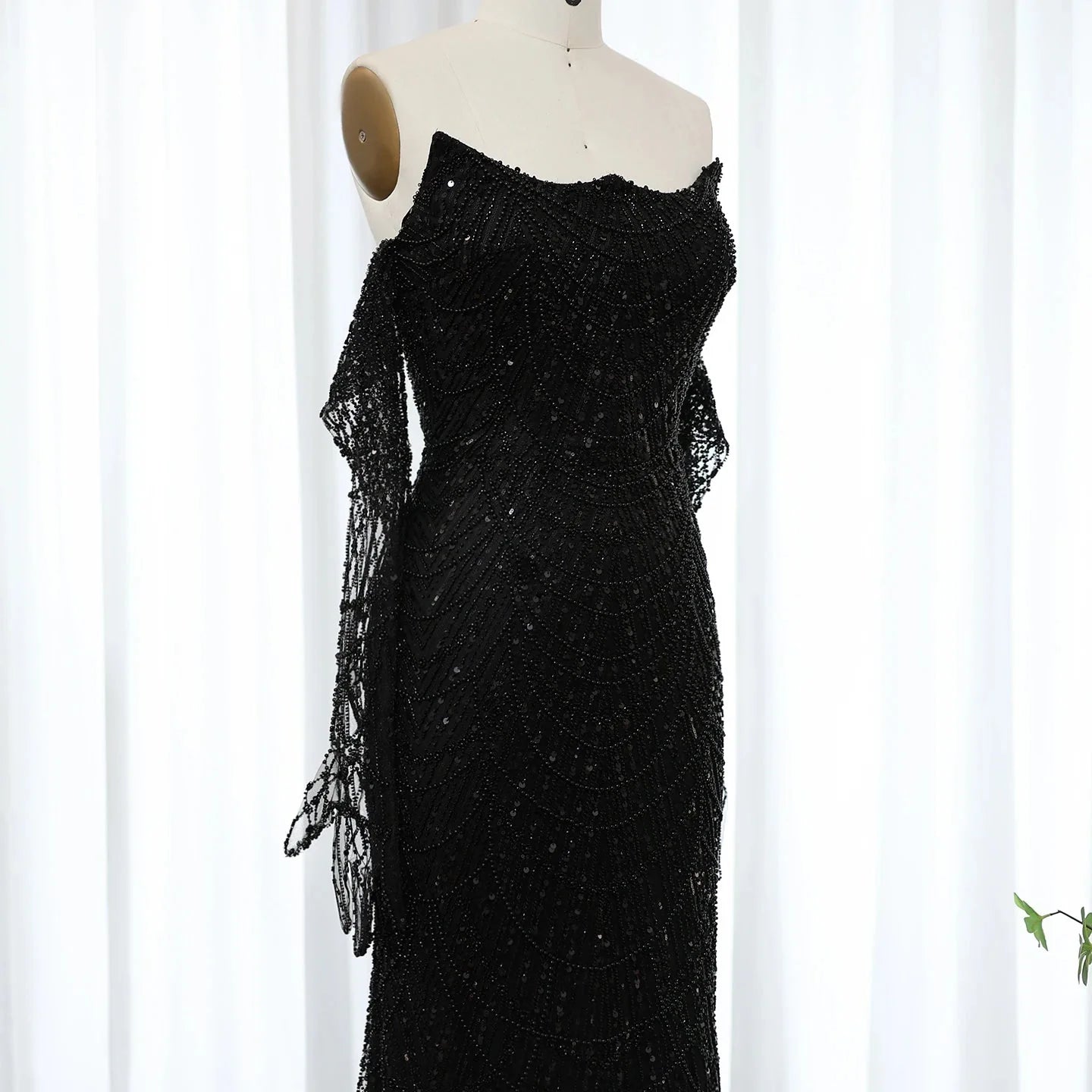 Luxury Dubai Mermaid Green Evening Dresses with Gloves SS606