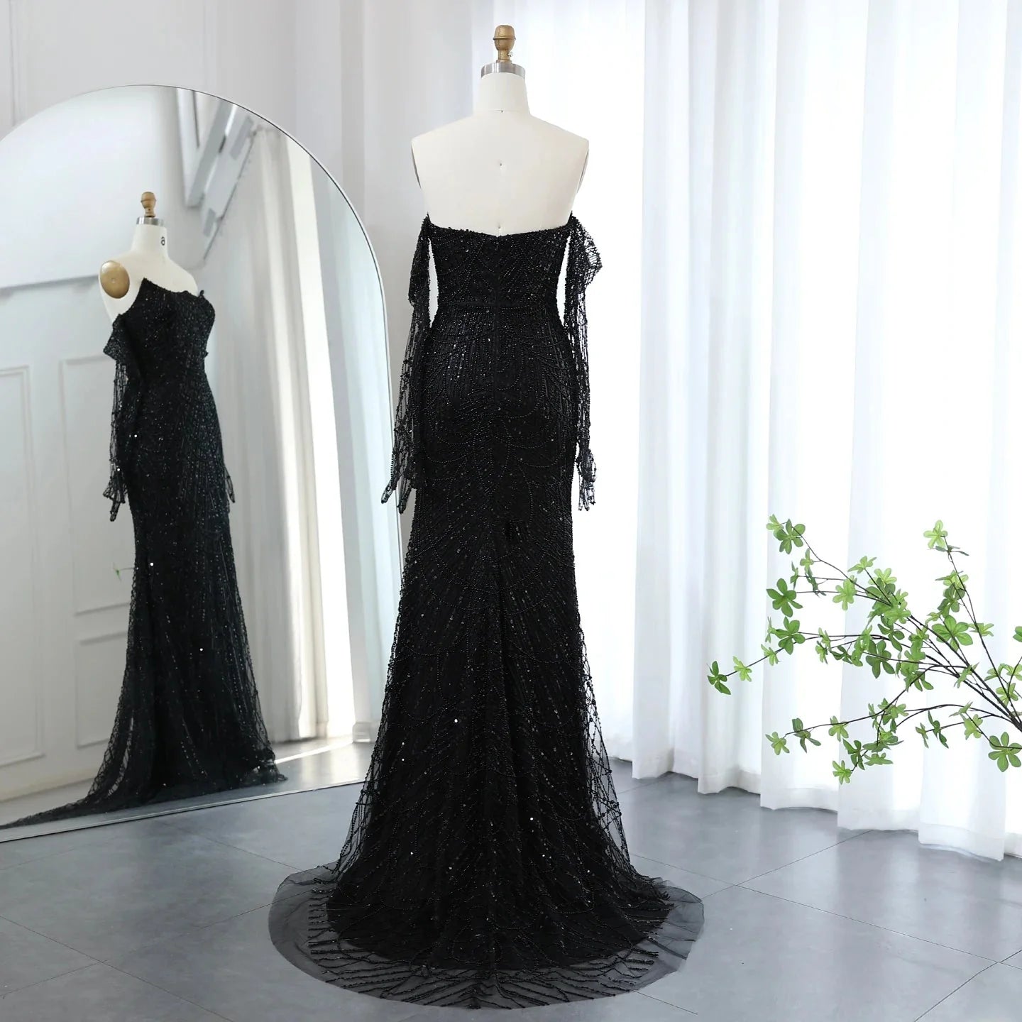 Luxury Dubai Mermaid Green Evening Dresses with Gloves SS606