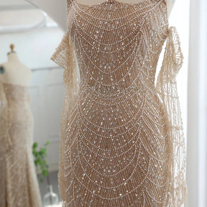 Luxury Dubai Mermaid Green Evening Dresses with Gloves SS606