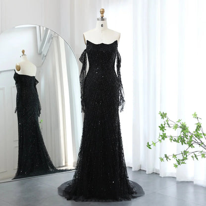 Luxury Dubai Mermaid Green Evening Dresses with Gloves SS606