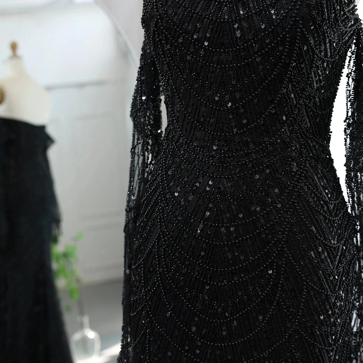 Luxury Dubai Mermaid Green Evening Dresses with Gloves SS606