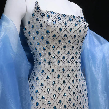 Luxury Crystal Beaded Column Evening Dress