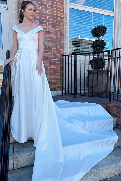 High-Waist A-Line Long Wedding Dress