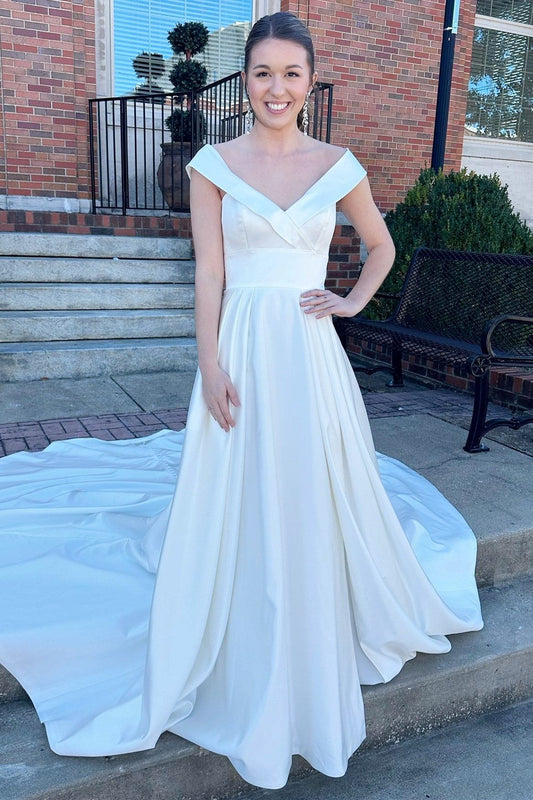 High-Waist A-Line Long Wedding Dress