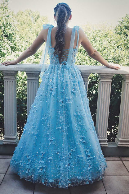 Gorgeous A-Line Empire-Waist Appliques Sleeveless Long Prom Dress