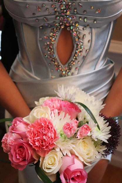 Spaghetti Straps V-Neck Beads Sleeveless Pleats Long Prom Dress