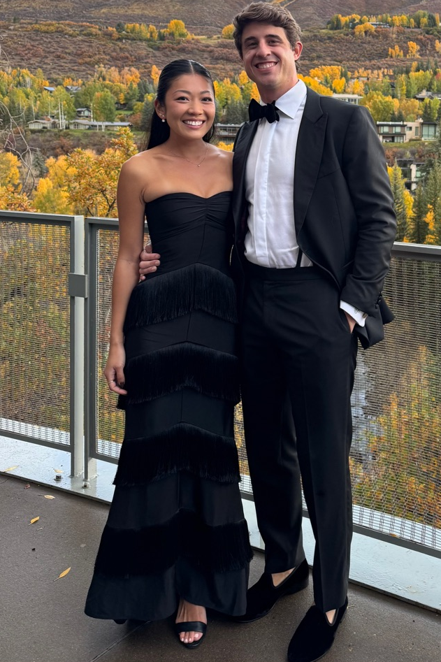 Black Strapless Tiered Tassel Sleeveless Long Prom Formal Dress