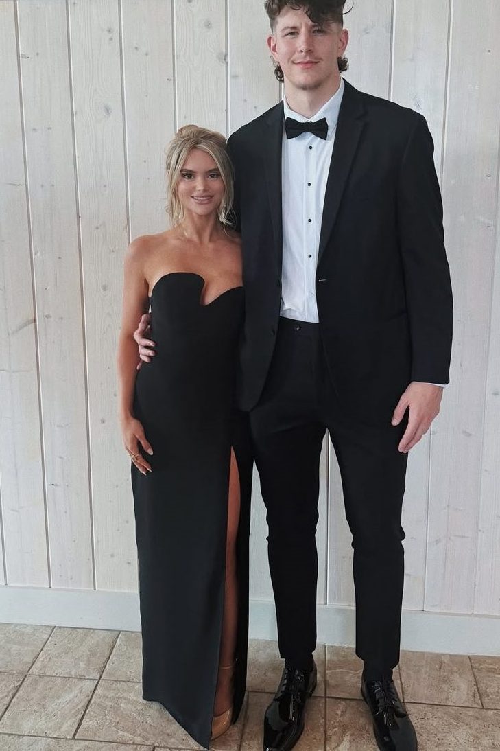 Black Strapless Irregular Sleeveless Satin High Slit Long Prom Formal Dress