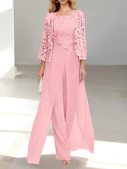 Chiffon Square Neck Floor-Length Mother of the Bride Dress