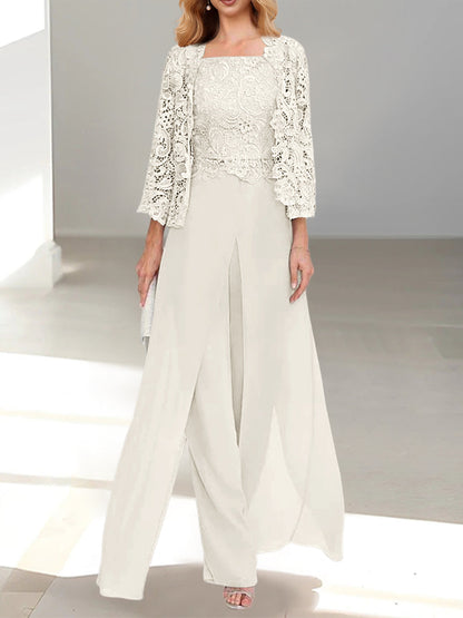 Chiffon Square Neck Floor-Length Mother of the Bride Dress