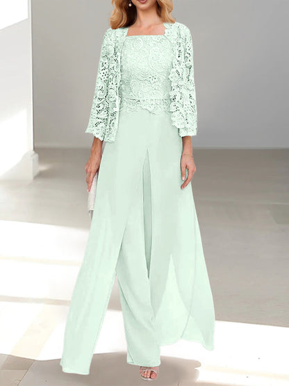 Chiffon Square Neck Floor-Length Mother of the Bride Dress