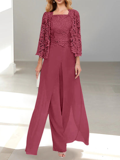 Chiffon Square Neck Floor-Length Mother of the Bride Dress