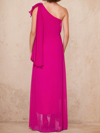 One-Shoulder Sleeveless Floor-Length Mother of the Bride Dress