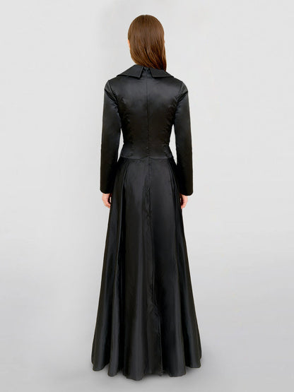 A-Line Long Sleeves V-Neck Floor-length Evening Dresses