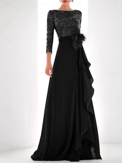 Jewel Neck Long Sleeves Asymmetrical Mother of the Bride Dress