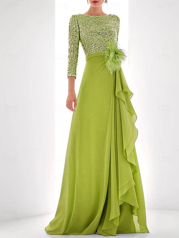 Jewel Neck Long Sleeves Asymmetrical Mother of the Bride Dress