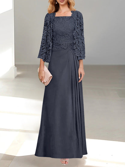 2 Pieces Princess Scoop Floor-Length Mother of the Bride Dress