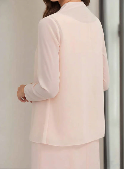 Column Jewel Neck Tea Length Mother of the Bride Dress