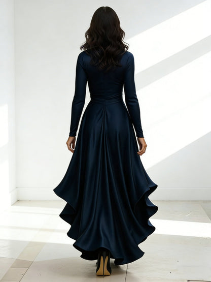 A-Line/Princess V-Neck Acetate Satin Mother of the Bride Dress