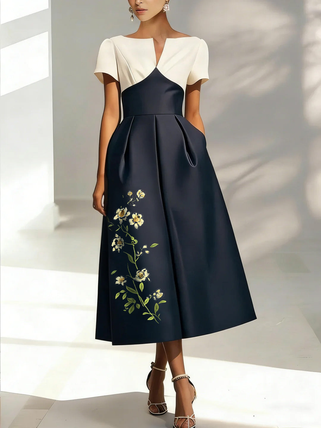 A-Line V-Neck Satin Mother of the Bride Dresses