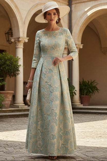 A-Line Scoop Jacquard Mother of the Bride Dress