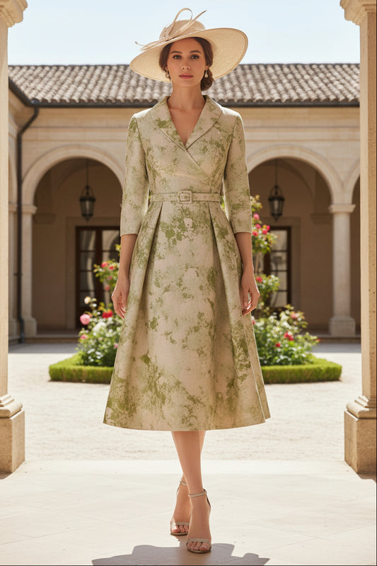 A-Line V-Neck Satin Mother of the Bride Dress