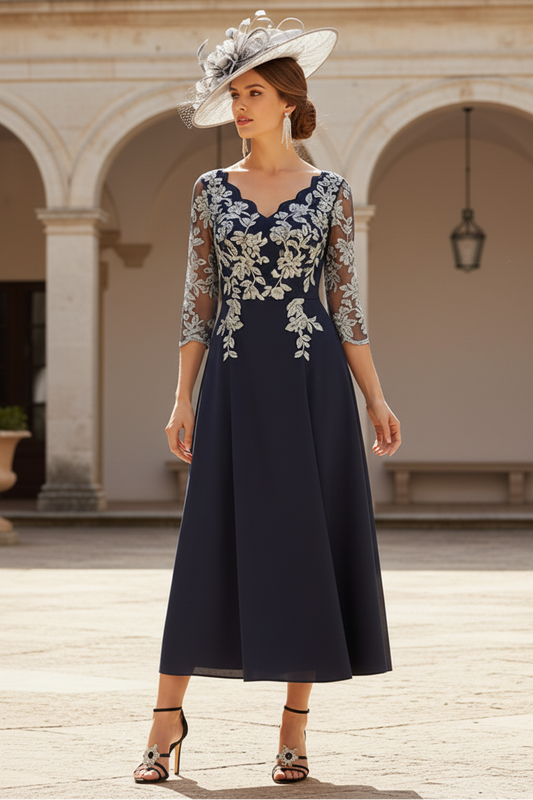 A-Line V-Neck Stretch Satin Mother of the Bride Dress