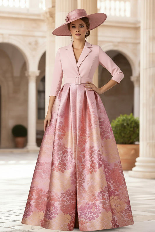 Princess Shirt Collar Stretch Satin Mother of the Bride Dress