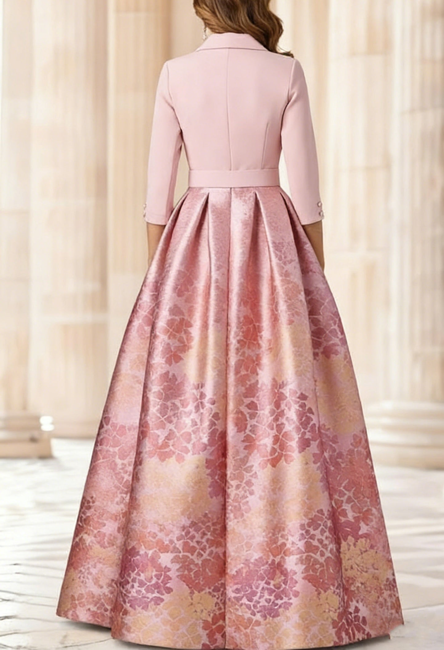 Princess Shirt Collar Stretch Satin Mother of the Bride Dress