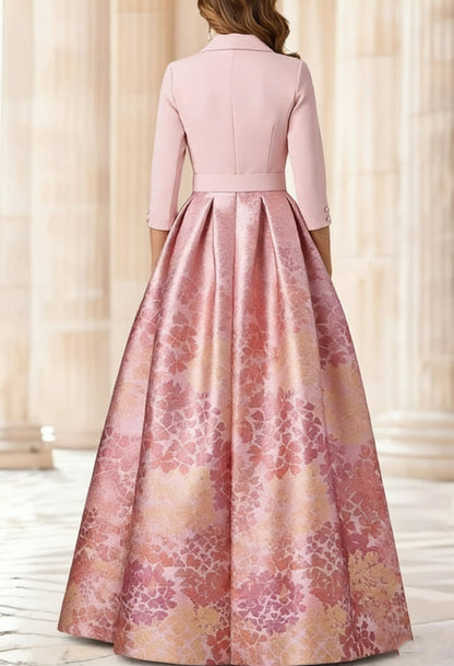 Princess Shirt Collar Stretch Satin Mother of the Bride Dress