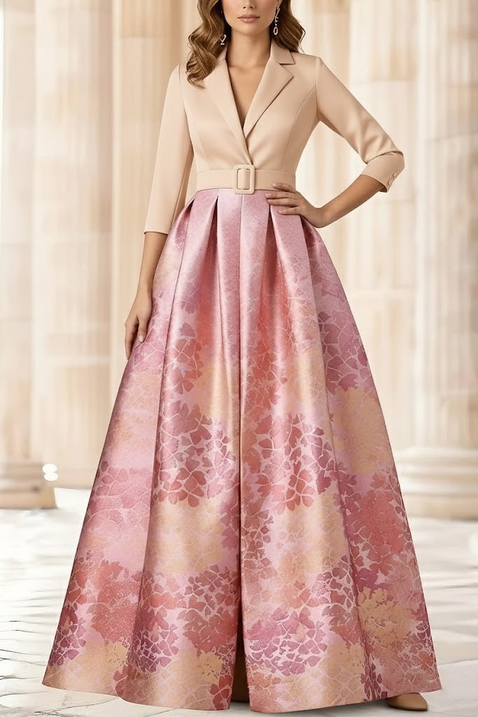 Princess Shirt Collar Stretch Satin Mother of the Bride Dress