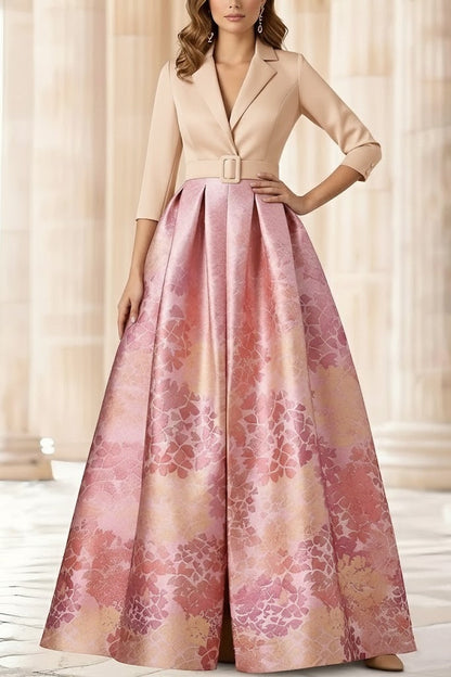 Princess Shirt Collar Stretch Satin Mother of the Bride Dress