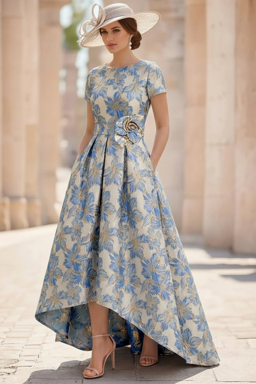 A-Line Scoop Printed Satin Mother of the Bride Dress