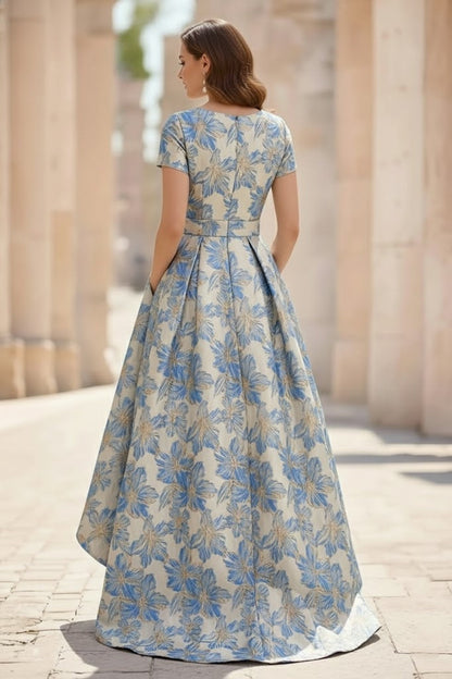 A-Line Scoop Printed Satin Mother of the Bride Dress