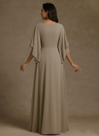 V-Neck Chiffon Mother of the Bride Dress