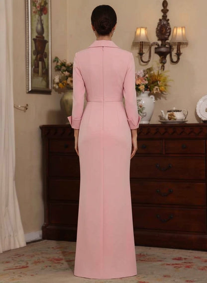 V-Neck Stretch Satin Mother of the Bride Dress