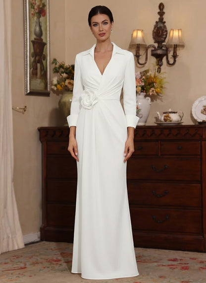 V-Neck Stretch Satin Mother of the Bride Dress