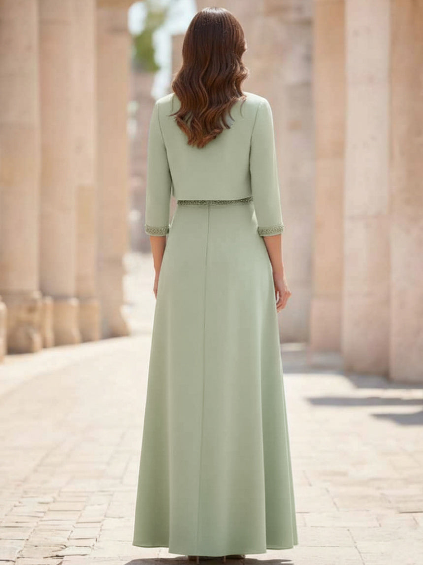 Scoop Satin 2 Pieces Mother of the Bride Dress