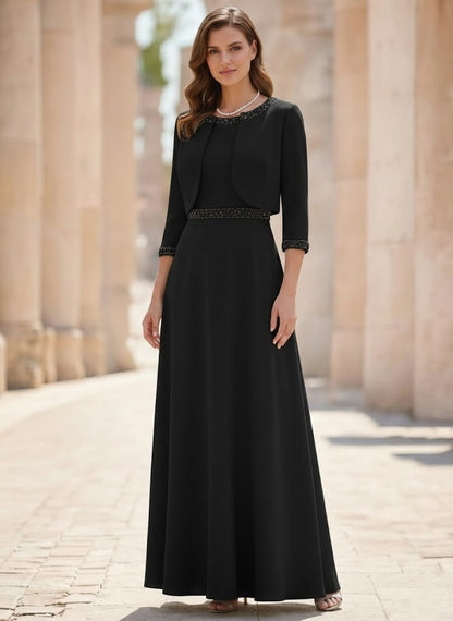 Scoop Satin 2 Pieces Mother of the Bride Dress