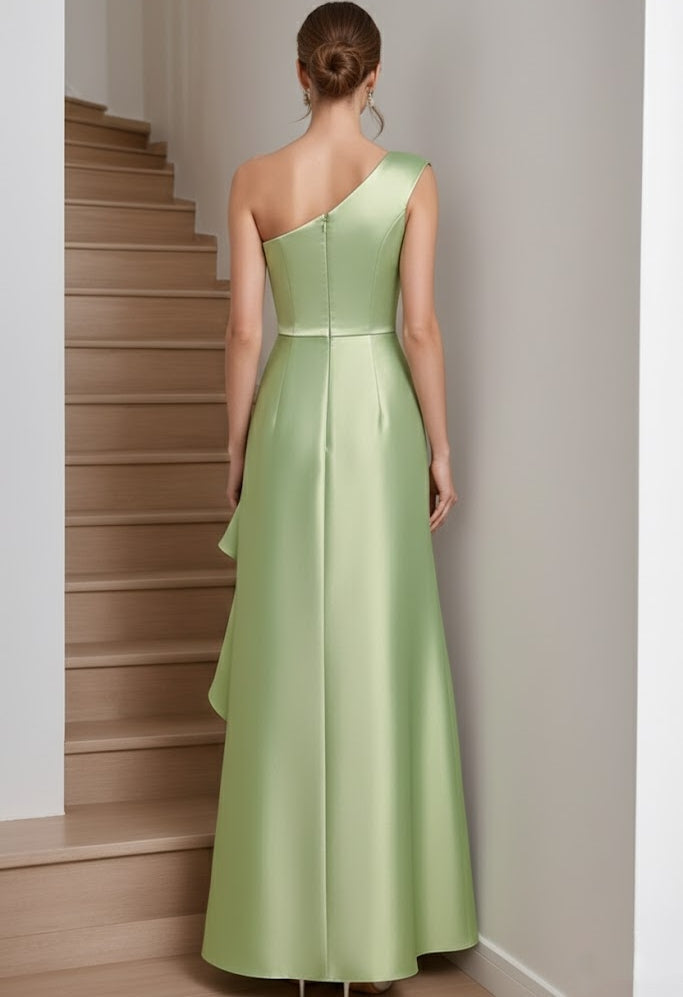 One-Shoulder Satin Mother of the Bride Dress