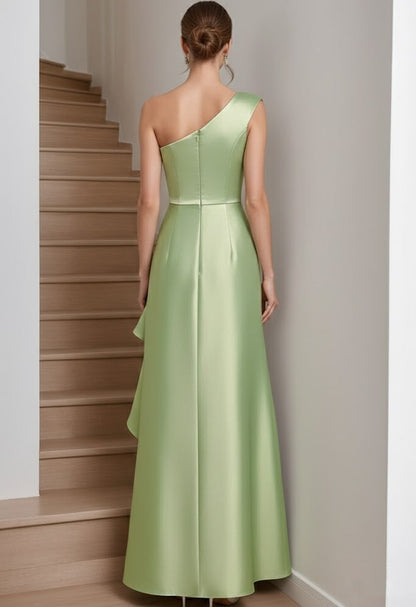 One-Shoulder Satin Mother of the Bride Dress
