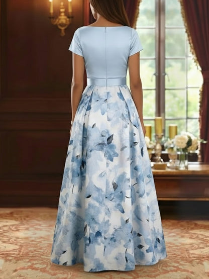 Boat Neck Satin Mother of the Bride Dress