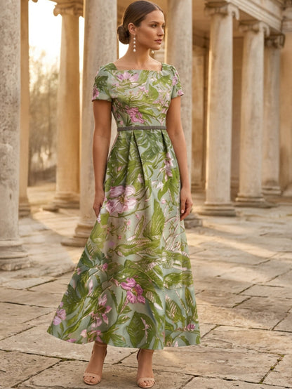 Square Collar Satin Mother of the Bride Dresses